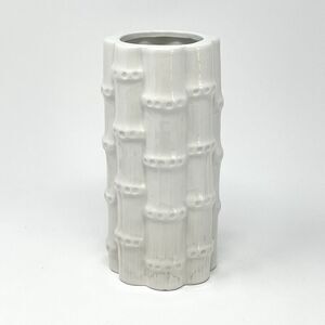 Vintage Rubel Midamerica White Blanc Ceramic Bamboo Vase 7” Made In Portugal